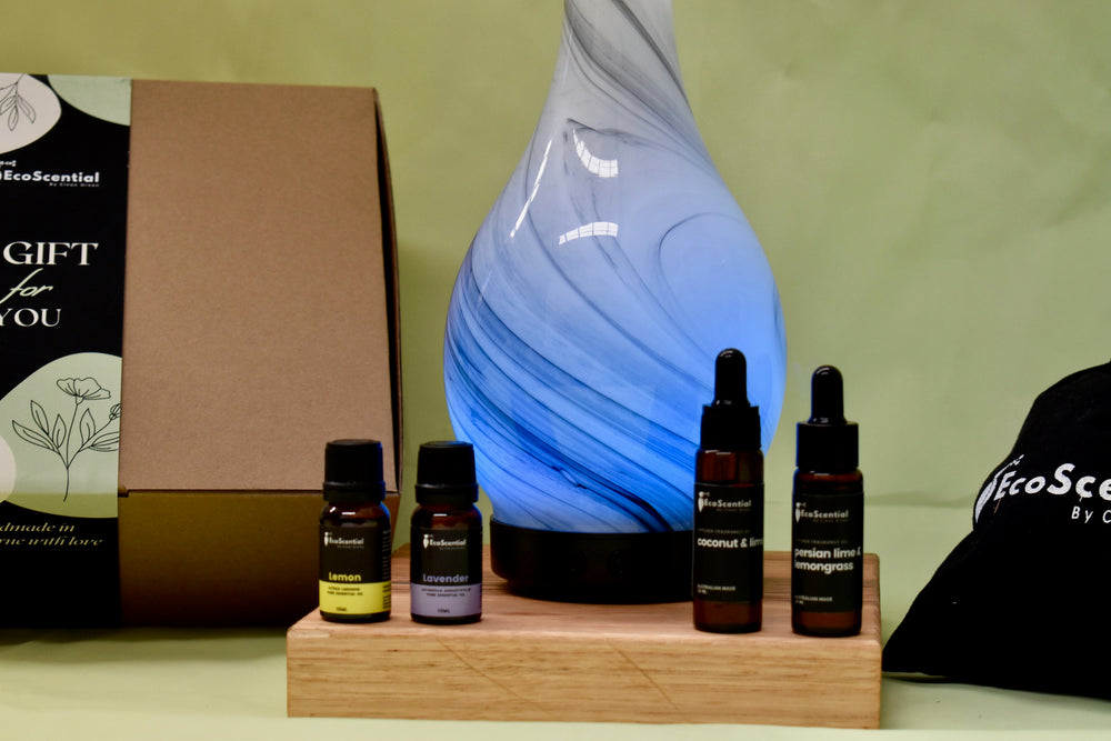 
                  
                    Grey Marble Ultrasonic Diffuser and Essential Oils - EcoScential
                  
                